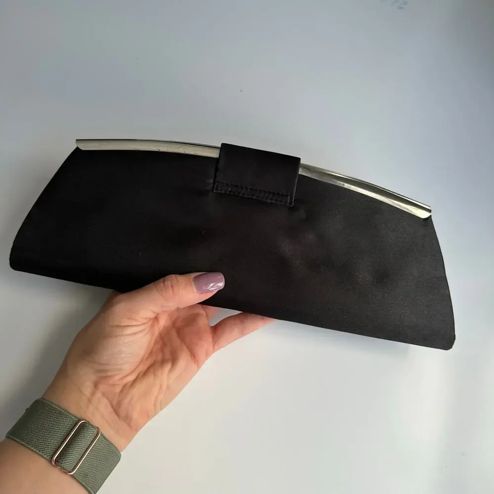 TOVA Beverly Hills vintage satin‎ evening butterfly Silverstone clutch
